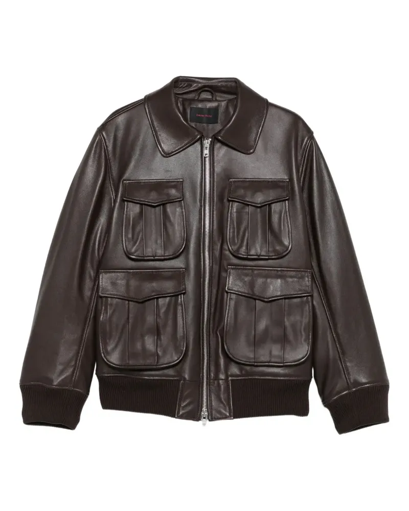 Simone Rocha multi-pocket leather jacket - Braun Braun