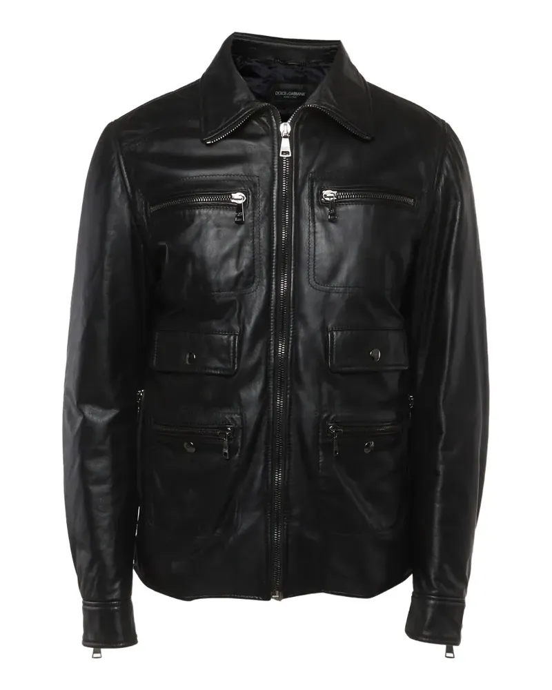 Dolce & Gabbana zip-up leather jacket - Schwarz Schwarz