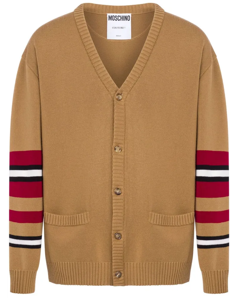 Moschino Schurwoll-Cardigan mit Streifen - Braun Braun