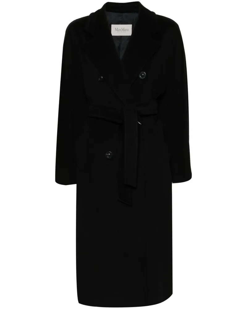 Max Mara Madame Mantel mit Gürtel - Schwarz Schwarz