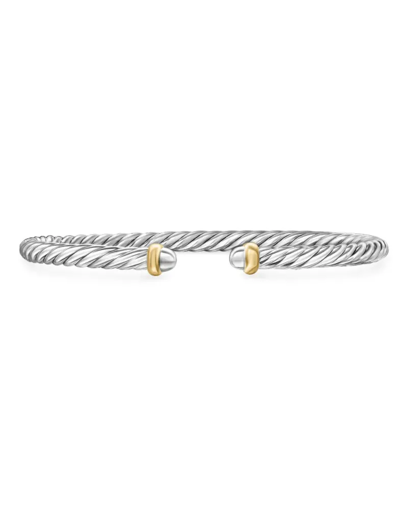 David Yurman 14kt Cable Flex Gelbgold- und Sterlingsilberarmband 4mm Silber