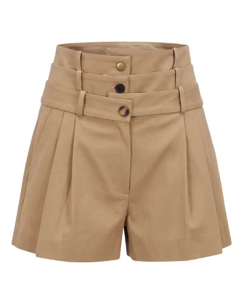 Monse triple-waistband pleated shorts - Nude Nude