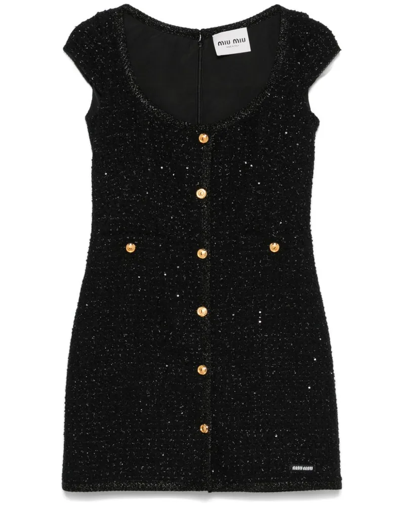 Miu Miu Bouclé-Minikleid aus Lamé - Schwarz Schwarz