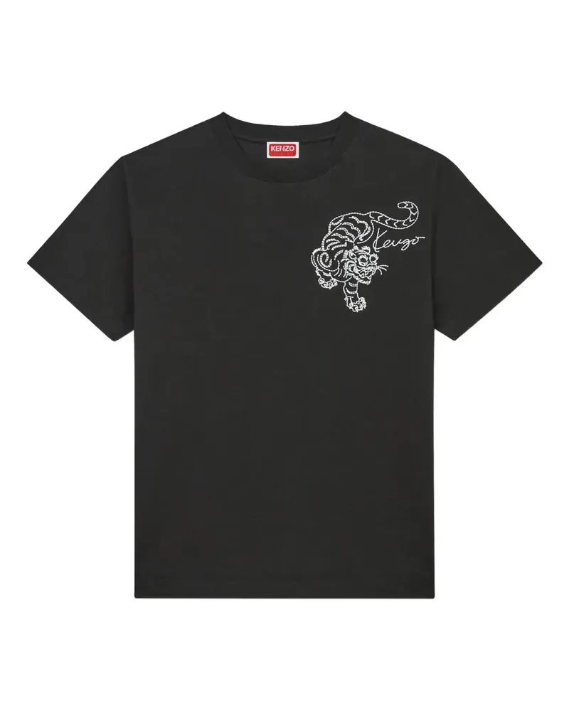 Kenzo T-Shirt mit Logo-Stickerei - Schwarz Schwarz