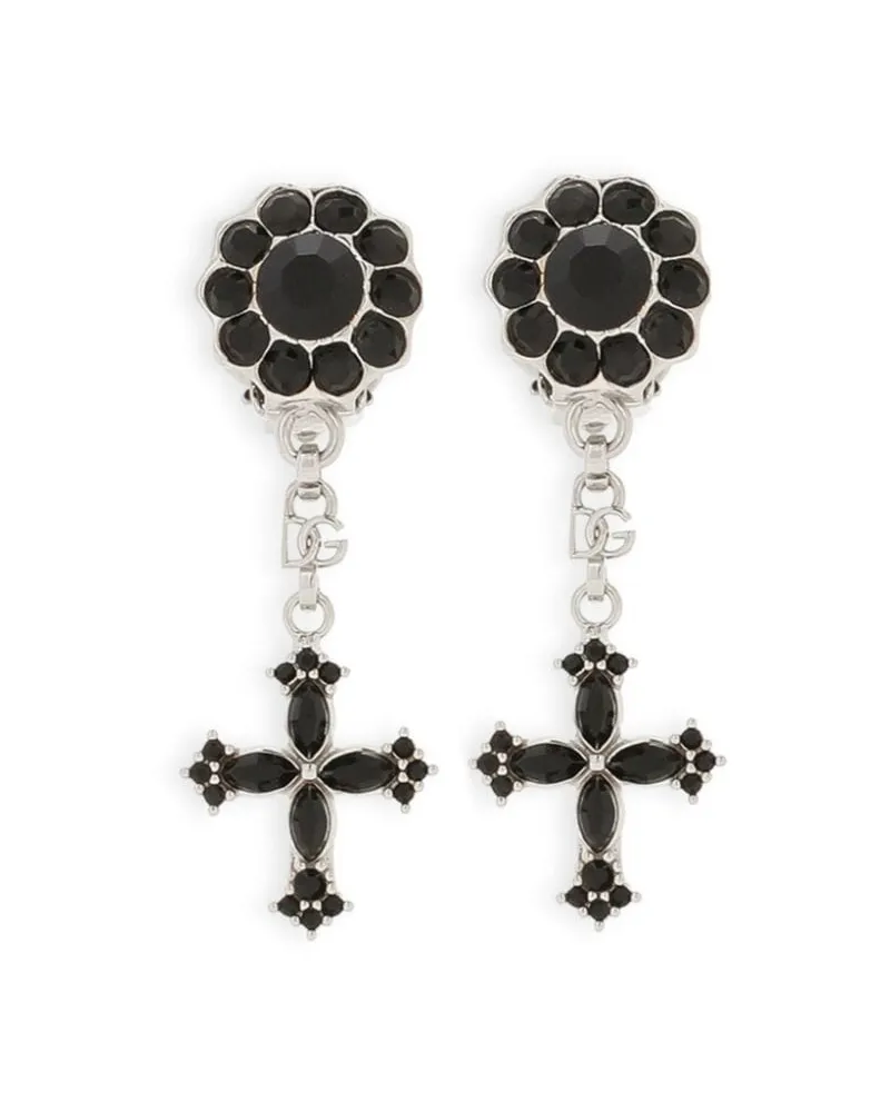 Dolce & Gabbana Ohrclips mit Kreuz - Schwarz Schwarz