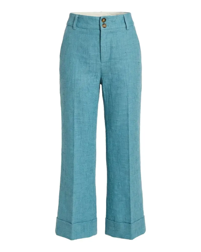 La DoubleJ textured turn-up trousers - Blau Blau