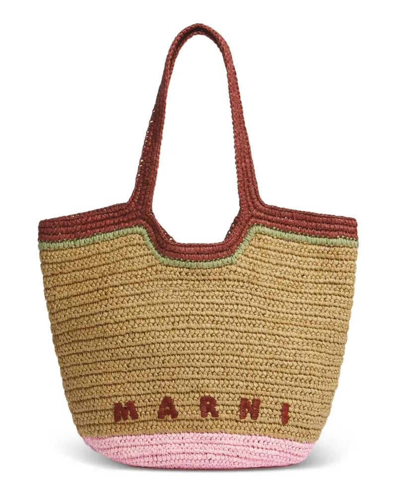 Marni Seaside woven-design tote bag - Nude Nude