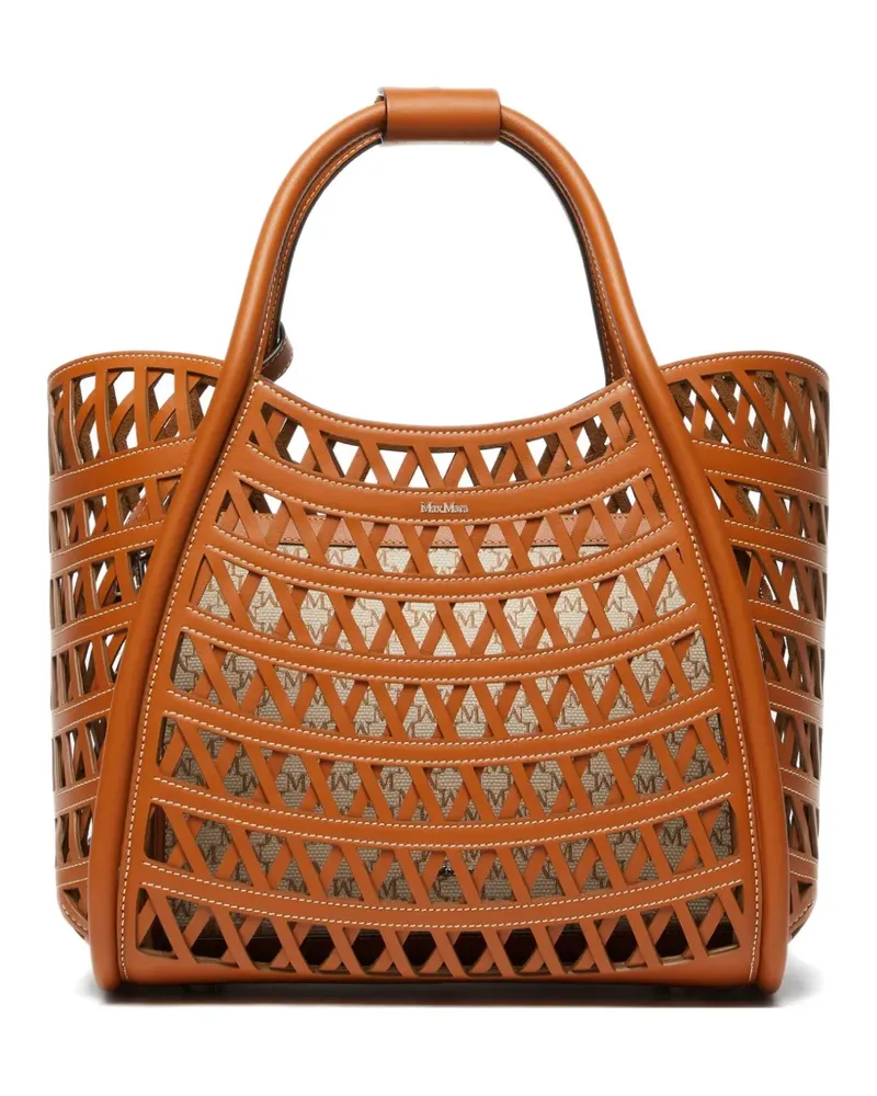 Max Mara Kleine Marine Tote Bag mit Laser-Cuts - Braun Braun