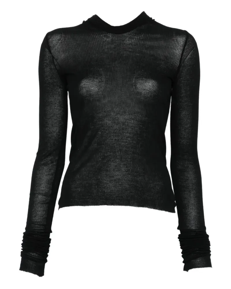 Rick Owens Geripptes Langarmshirt - Schwarz Schwarz