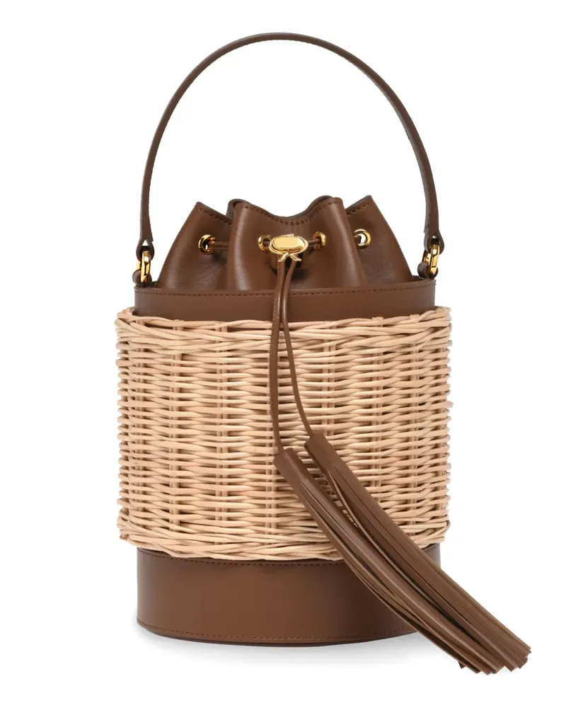 Gianvito Rossi Siëna Beuteltasche aus Korbgeflecht mit Quasten - Braun Braun