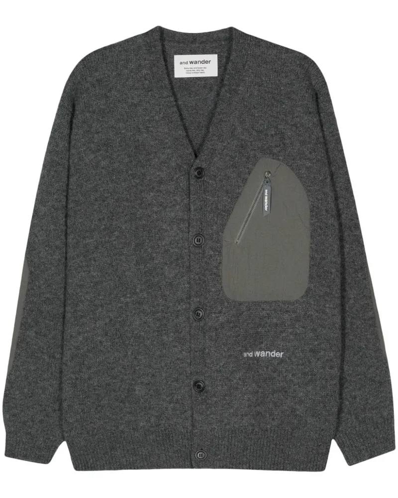 and wander Cardigan mit Logo-Stickerei - Grau Grau