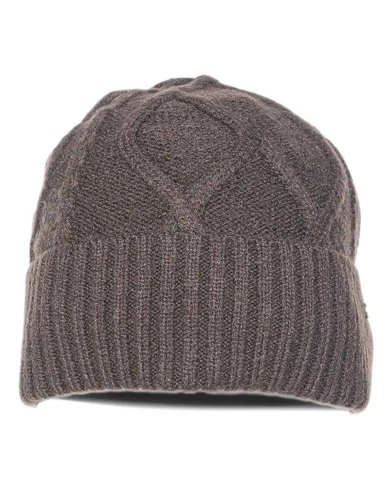 Armani Exchange cable-knit turn-up beanie hat - Braun Braun