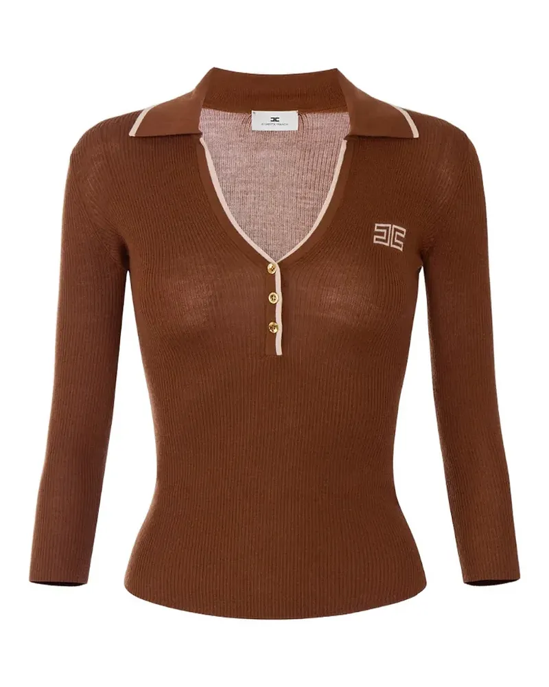 Elisabetta Franchi Poloshirt aus geripptem Strick - Braun Braun