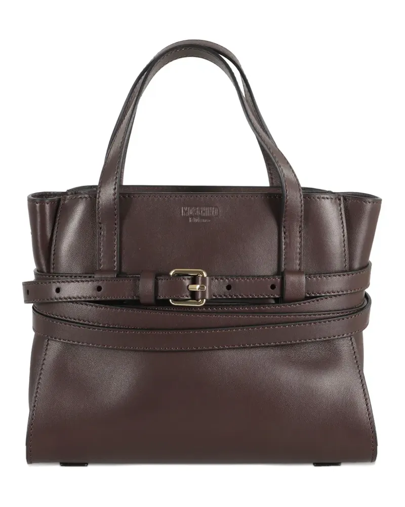 Moschino Kleiner Tie Me Tote Bag mit Schnallenriemen - Braun Braun