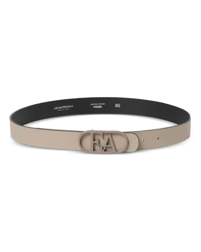 Emporio Armani logo-buckle leather belt - Nude Nude