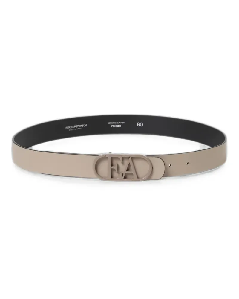 Emporio Armani logo-buckle leather belt - Nude Nude