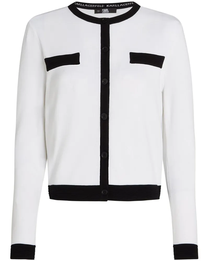 Karl Lagerfeld Cardigan mit Kontrastdetails - Weiß Weiß