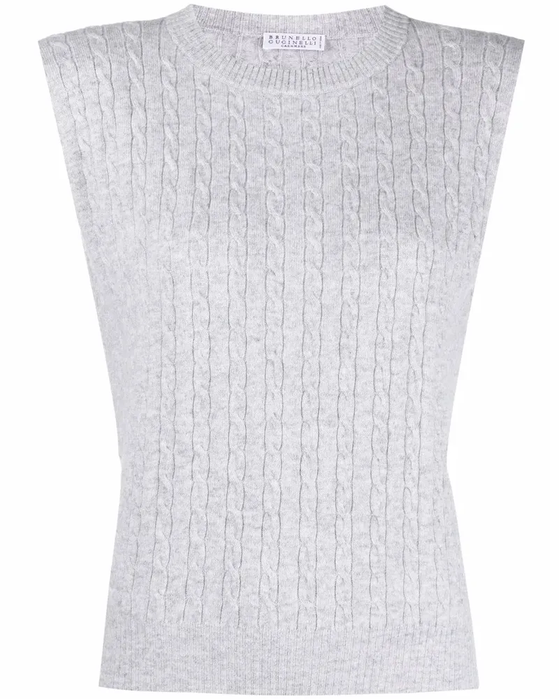 Brunello Cucinelli Gestricktes Top mit Zopfmuster - Grau Grau