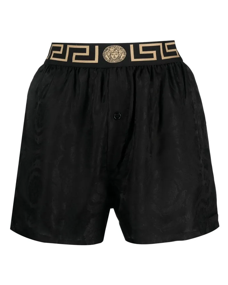 Versace Greca Border Pyjama-Shorts Schwarz