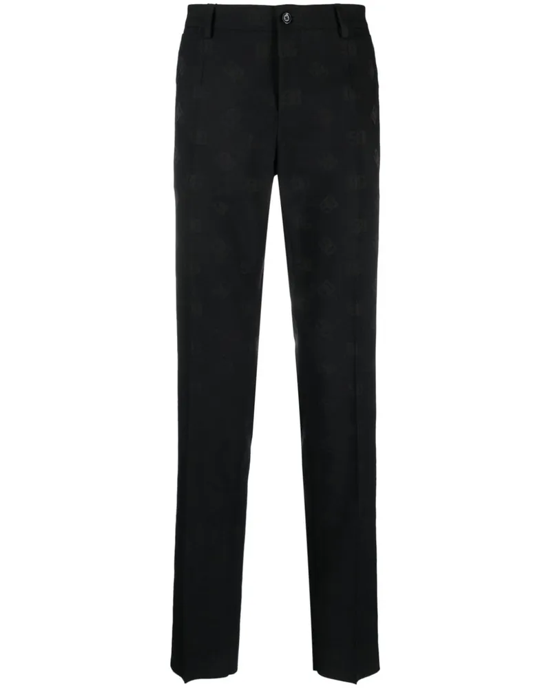Dolce & Gabbana Gerade Hose mit Logo-Jacquardmuster - Schwarz Schwarz