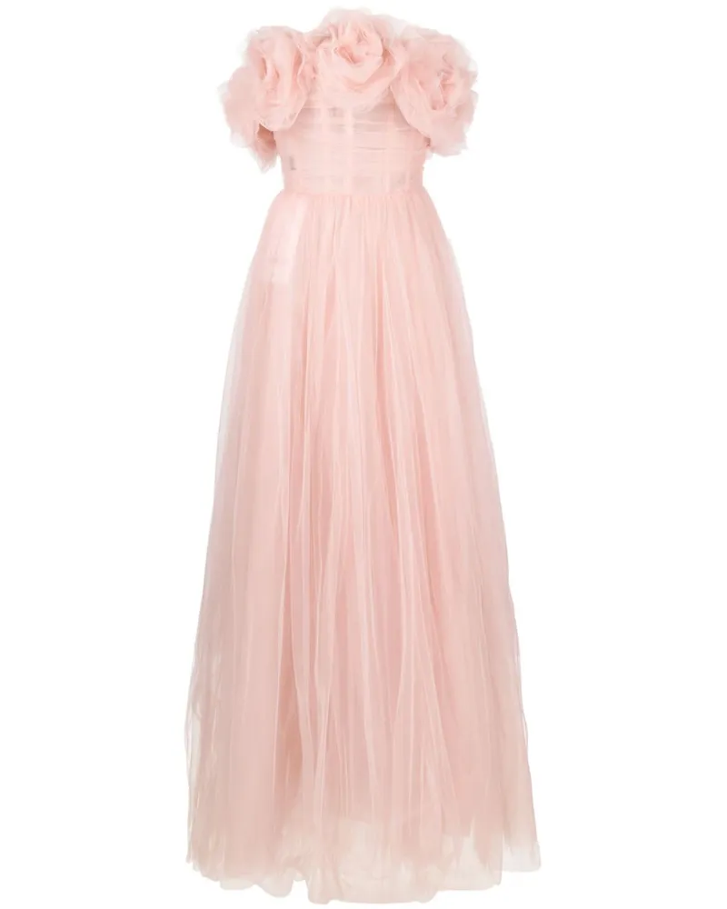 Ana Radu Tüllkleid mit Rosenapplikation - Rosa Rosa