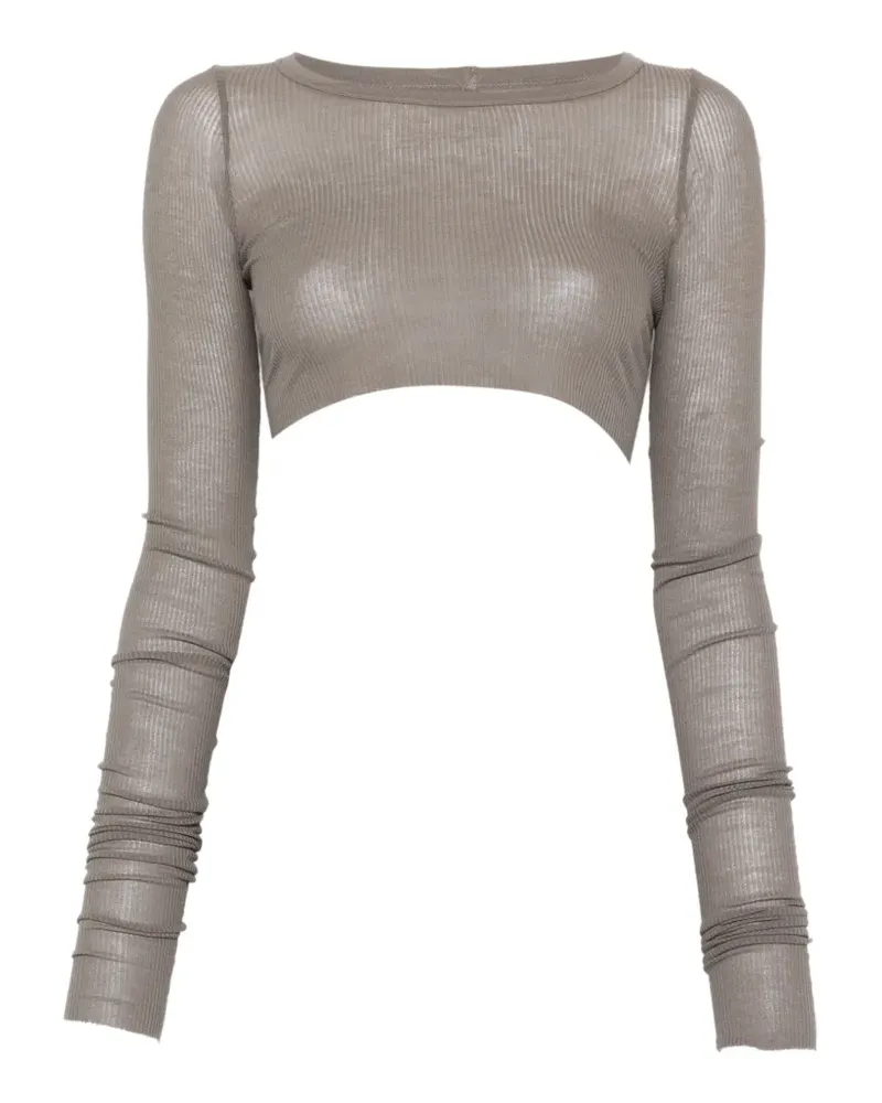 Rick Owens cropped long-sleeved T-shirt - Grau Grau