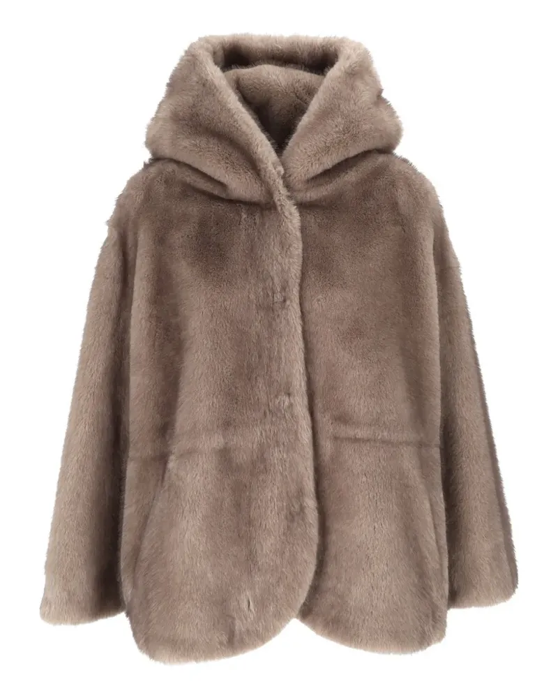 Bully faux-fur hooded jacket - Nude Nude