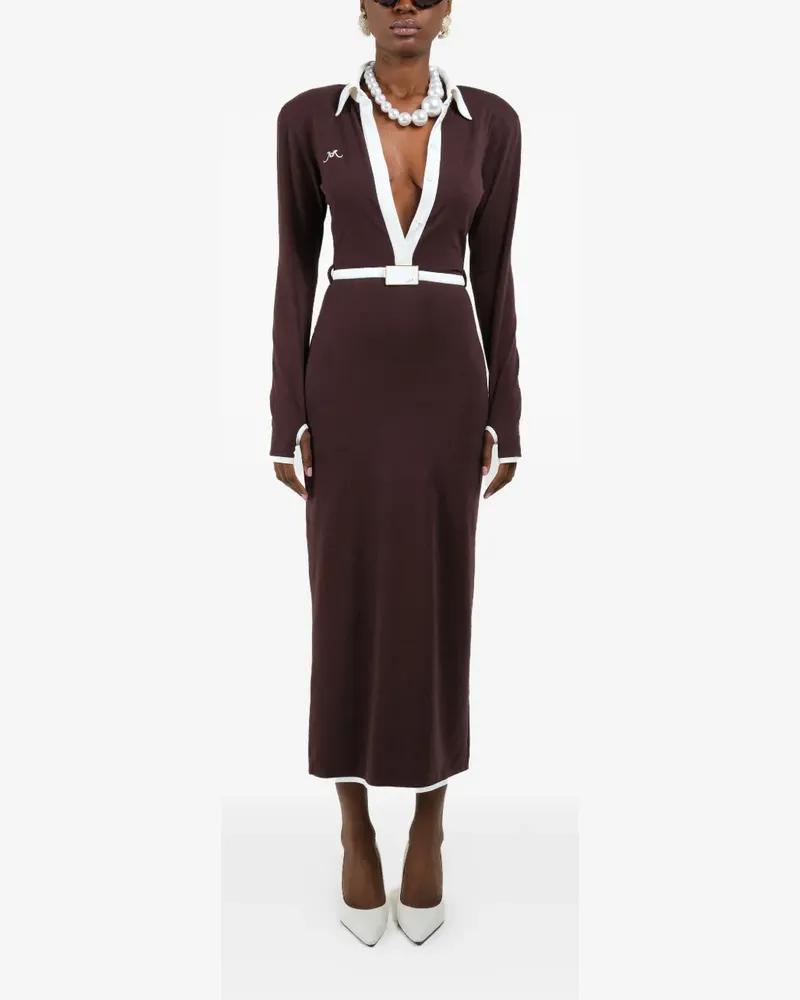 Rowen Rose long-sleeves V-neck maxi dress - Braun Braun
