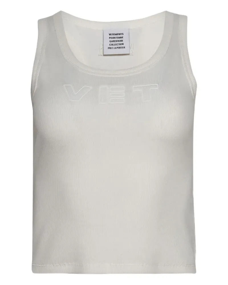 VETEMENTS Trägershirt mit Logo-Stickerei - Weiß Weiß