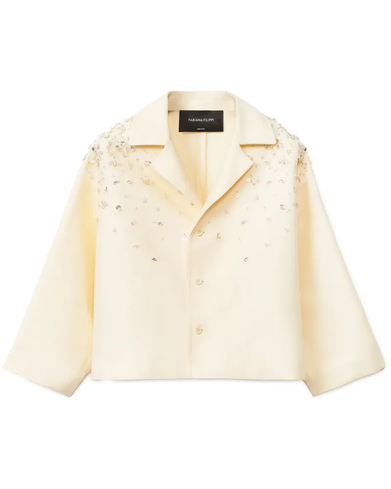 Fabiana Filippi Jacke mit Perlendetail - Weiß Weiß