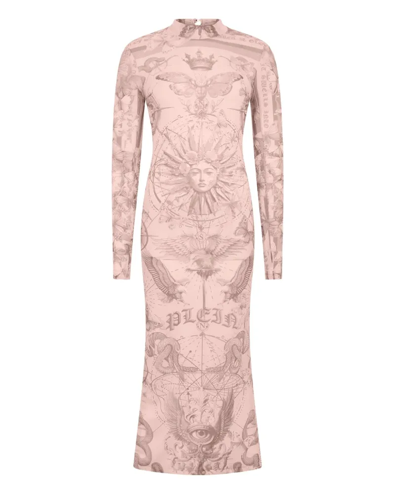 Philipp Plein Rückenfreies Tüllkleid mit Schmetterling - Rosa Rosa