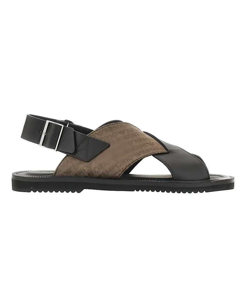 Emporio Armani logo-print crossover-strap sandals - Braun Braun
