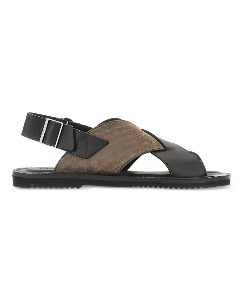 Emporio Armani logo-print crossover-strap sandals - Braun Braun