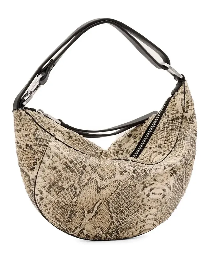 AllSaints Luna Schultertasche mit Schlangen-Effekt - Nude Nude