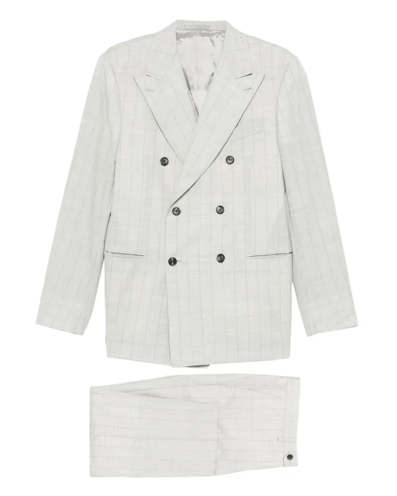 Caruso Norma double-breasted check-pattern suit - Grau Grau