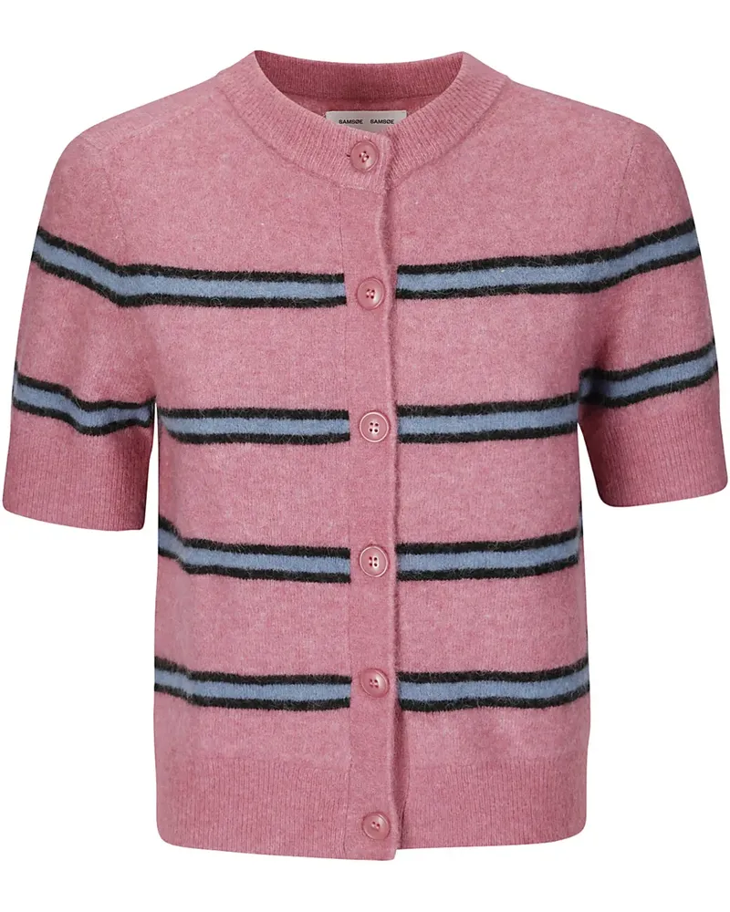 Samsøe & Samsøe Gestreifter Sanoura Cardigan - Rosa Rosa
