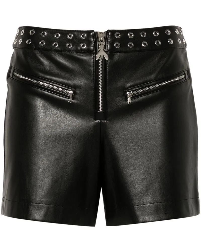 Patrizia Pepe Shorts aus Faux-Leder mit Ösendetail Schwarz