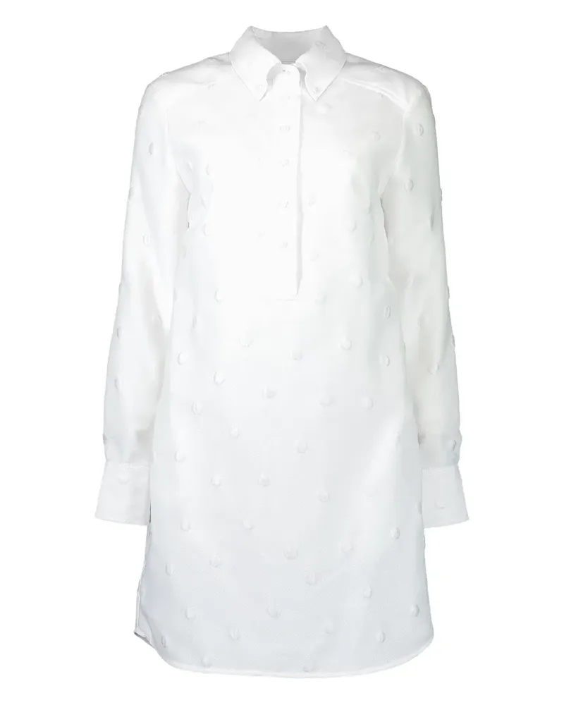 Brandon Maxwell Lola textured-dot shirt dress - Weiß Weiß