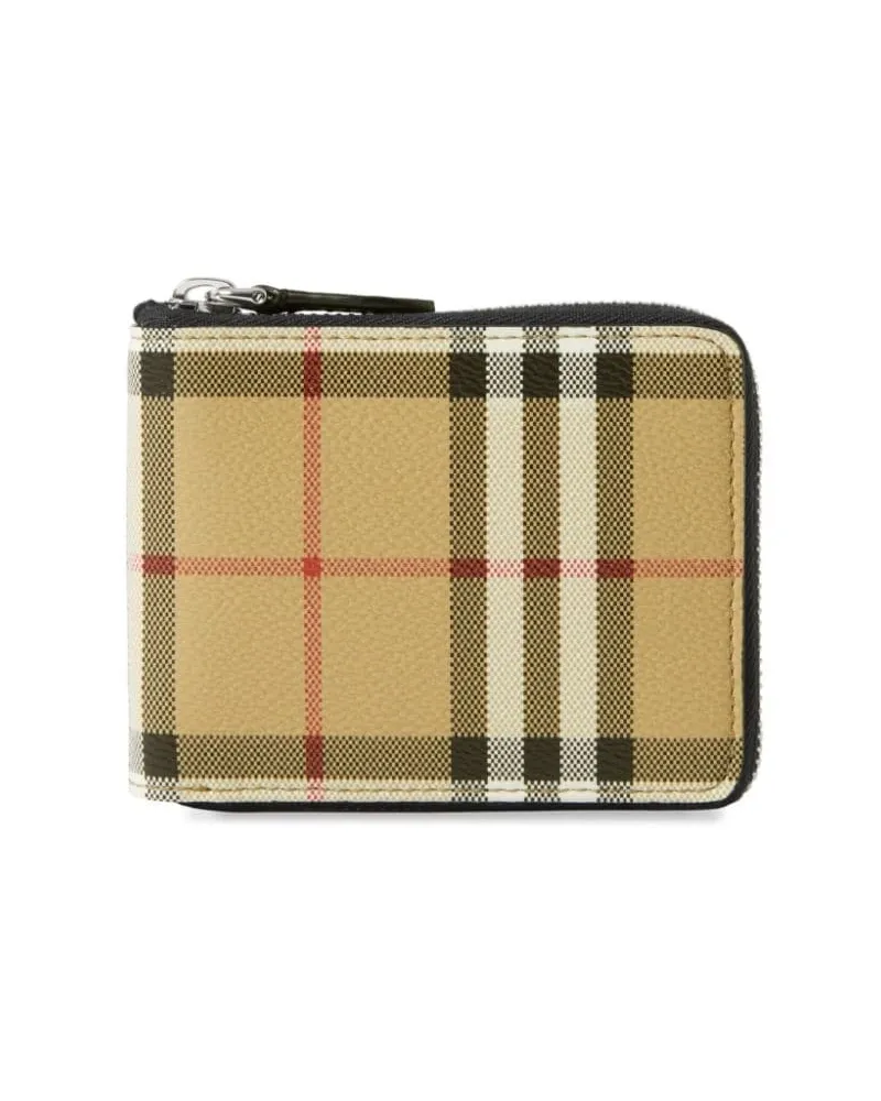 Burberry Kariertes Portemonnaie mit Reißverschluss - Braun Braun
