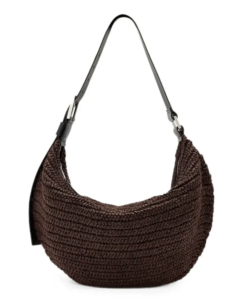 AllSaints Luna woven-design leather-strap shoulder bag - Braun Braun