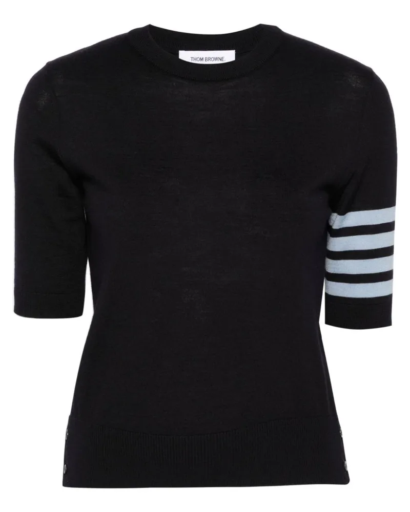 Thom Browne T-Shirt mit Streifenlogo - Blau Blau