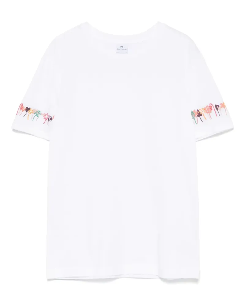 Paul Smith T-Shirt mit Blumenstickerei - Weiß Weiß