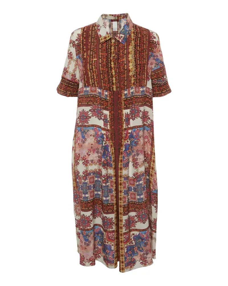 Max Mara printed short-sleeved midi dress - Nude Nude