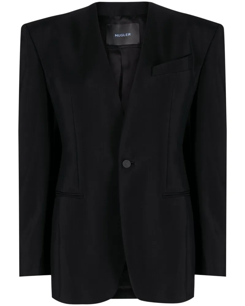 Thierry Mugler Blazer ohne Kragen - Schwarz Schwarz