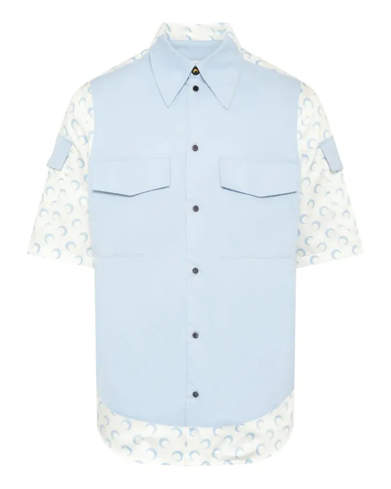 Marine Serre Kurzärmeliges Hemd mit Kontrasteinsatz - Blau Blau