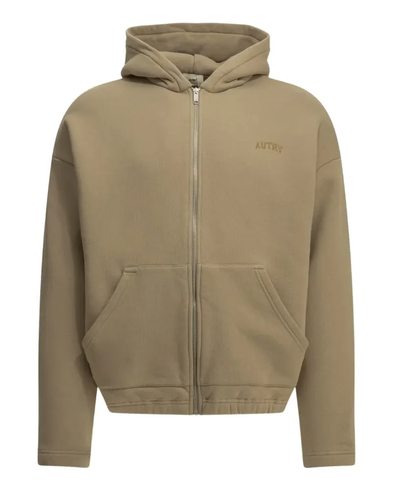 AUTRY logo-embroidered zip-up hoodie - Nude Nude