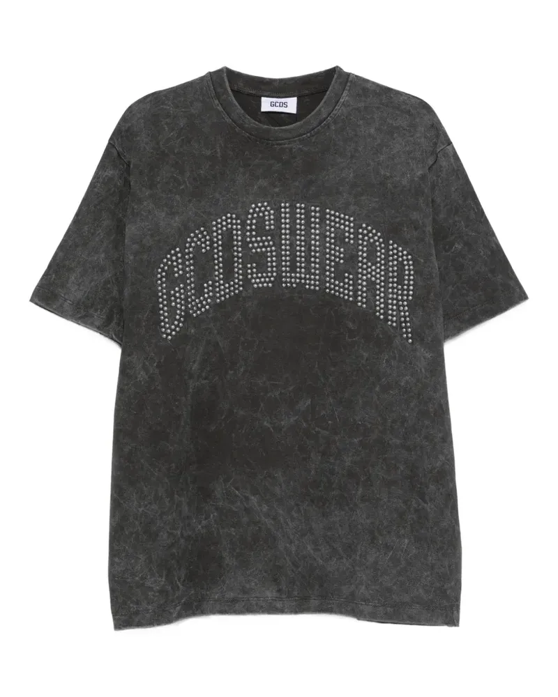 GCDS Acid-Wash-T-Shirt mit Nieten - Grau Grau