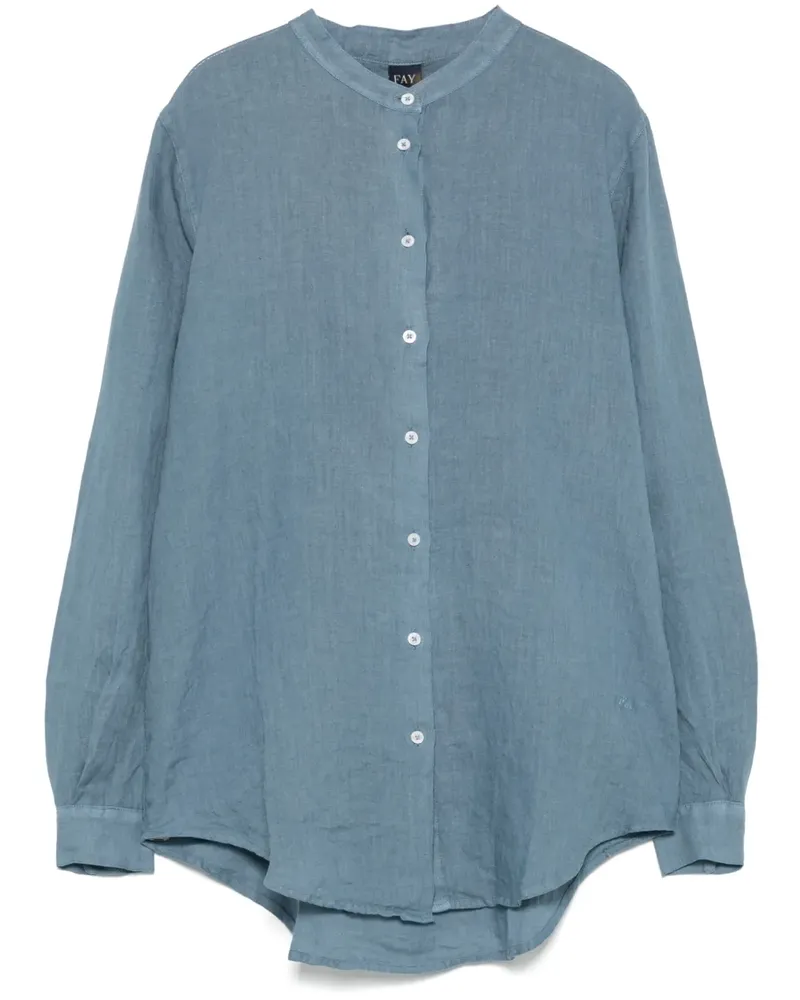 Fay Hemd aus Leinen - Blau Blau
