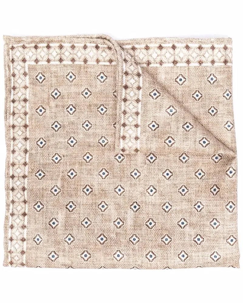 Brunello Cucinelli Einstecktuch aus Seide mit Print - Nude Nude