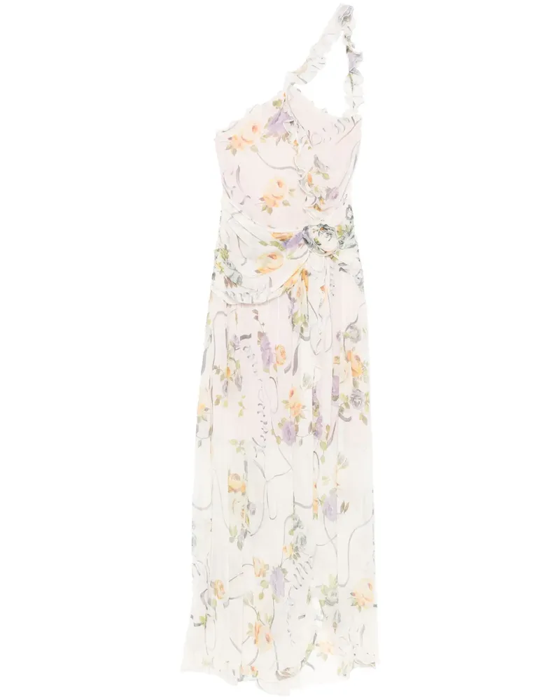 Blumarine Maxikleid mit Blumen-Print - Weiß Weiß
